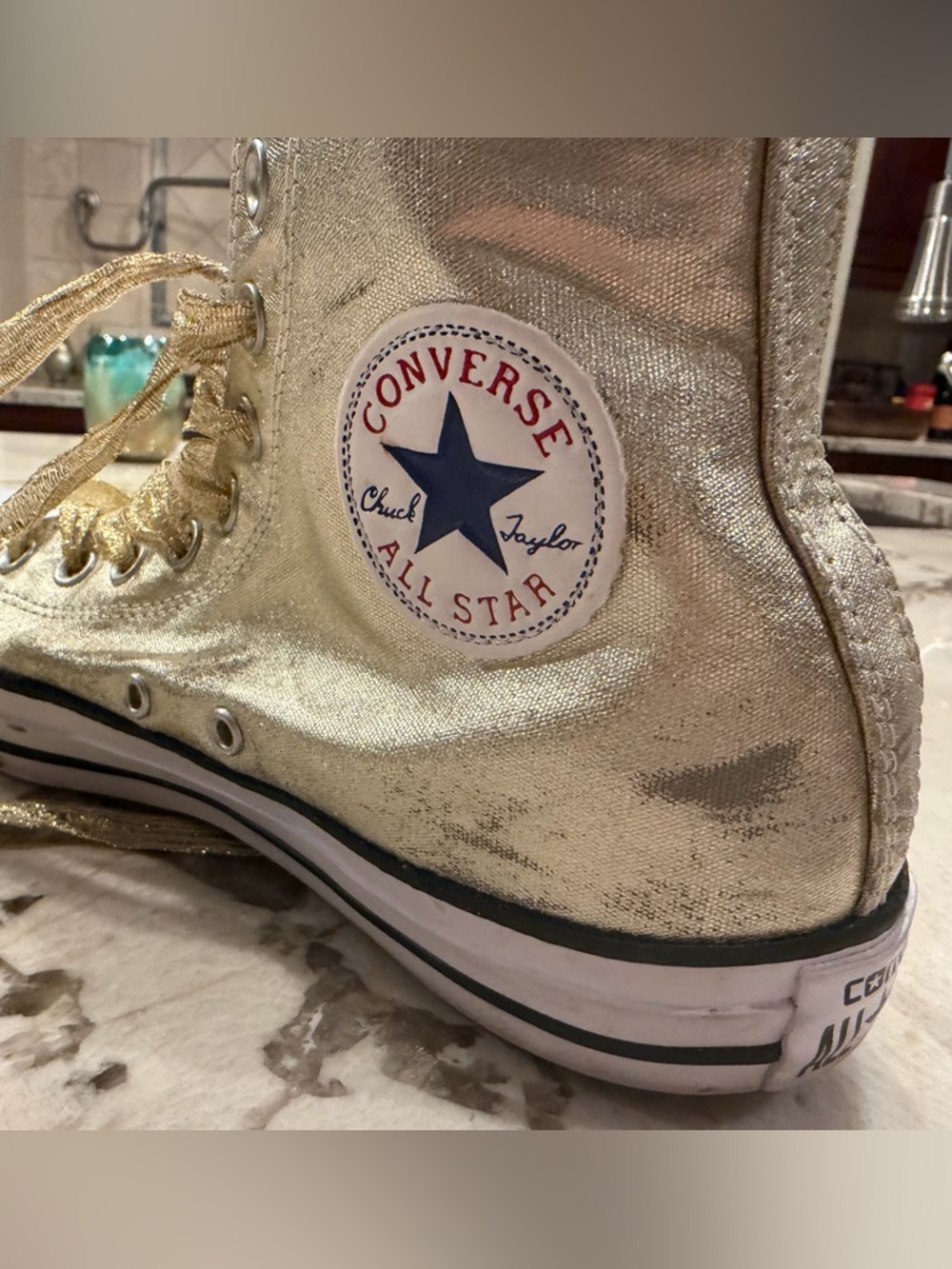 Converse Chuck Taylor Gold Metallic High Tops – Women’s Size 10 | Shiny & Bold - Picture 6 of 9
